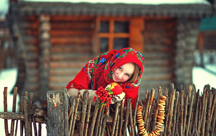 Sexy girl Women in Slavic costumes in Casablanca