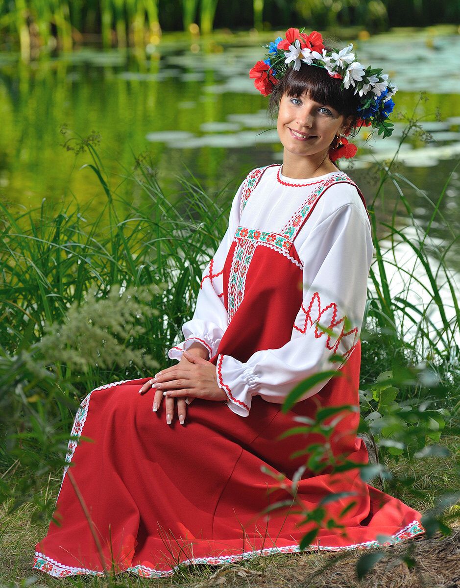 Beautiful girl Girls in Slavic costumes in Casablanca